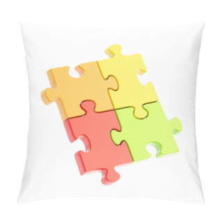 Personality  Four Linked Puzzle Jigsaw Pieces Isolated Pillow Covers