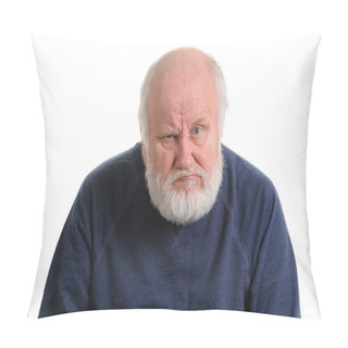 Personality  Dissatisfied Displeased Old Man Isolated Portrait Pillow Covers