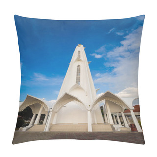 Personality  Beautiful Architecture Of Melaka Straits Mosque In Malacca City In Malaysia. Beautiful Sacral Building In South East Asia. Pillow Covers