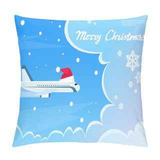 Personality  Airplane Santa With Red Christmas Hat Pillow Covers
