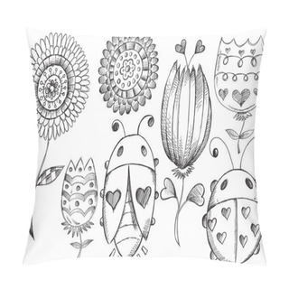 Personality  Doodle Sketch Spring Set Pillow Covers