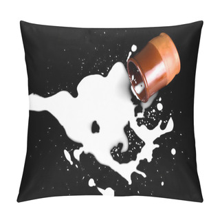 Personality  Spilled Milk. Clay Cup Isolated Pillow Covers