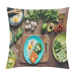 Personality  Healthy Breakfast On Plate Pillow Covers