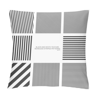 Personality  Set Of Seamless Patterns, Straight Stripes, Black And White Texture. Vector Backgrounds Pillow Covers