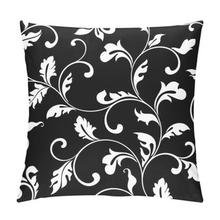 Personality  Stylish Seamless Pattern. Twisted Spiral Branches With Leaves On A Black Background. The Pattern Can Be Used For Printing On Textiles, Wallpaper, Packaging Pillow Covers