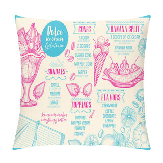 Personality  Ice Cream Menu, Restaurant Brochure Pillow Covers