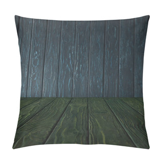Personality  Green Wooden Table And Dark Blue Wooden Wall Pillow Covers