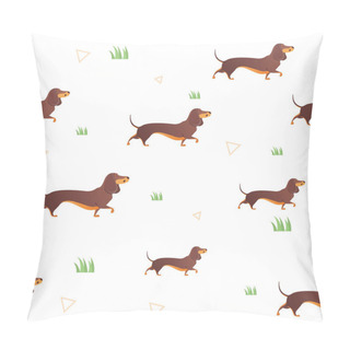 Personality  Seamless Pattern With Red Dog And Graass.  Pillow Covers