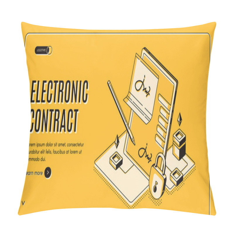 Personality  Electronic Contract Isometric Banner, E-signature Pillow Covers