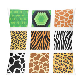 Personality  Set Of Seamless Pattern Of Animal Skins (cheetah, Leopard, Jaguar, Tiger, Hyena, Zebra, Giraffe, Cow, Snake, Lizard) Pillow Covers
