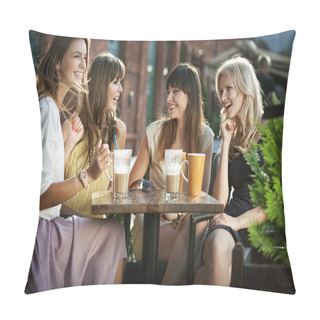 Personality  Four Girls Enjoying The Meeting Pillow Covers