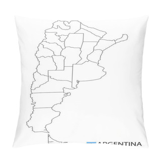 Personality  Argentina Map, Black And White Detailed Outline Regions Of The Country. Pillow Covers
