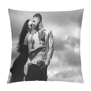 Personality  Loving People, Lovers Feeling Love. Shirtless Muscular Man Embracing Kissing Girlfriend Pillow Covers