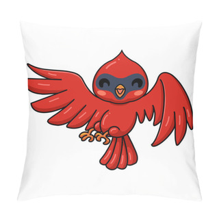 Personality  Vector Illustration Of Cute Baby Cardinal Bird Cartoon Flying Pillow Covers