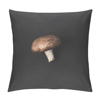 Personality  Top View Of Raw Champignon Mushroom Isolated On Black Pillow Covers