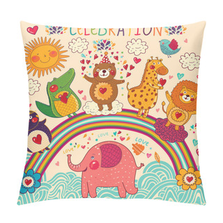 Personality  Background With Funny Animals Pillow Covers