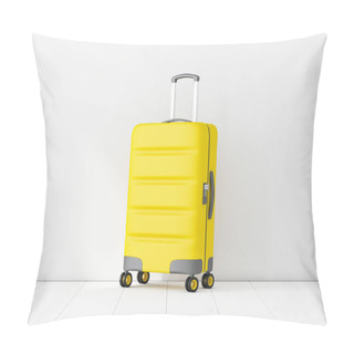 Personality  Yellow Travel Cabin Suitcase In White Room, 3d Rendering Pillow Covers