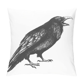 Personality  Black Ominous Crows Painted On A White Background Pillow Covers