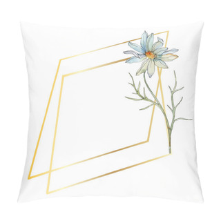 Personality  Chamomiles And Daisies With Green Leaves Watercolor Illustration Set, Frame Border Ornament With Copy Space Pillow Covers