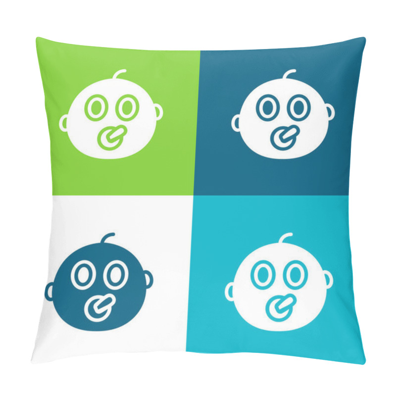 Personality  Baby Flat four color minimal icon set pillow covers