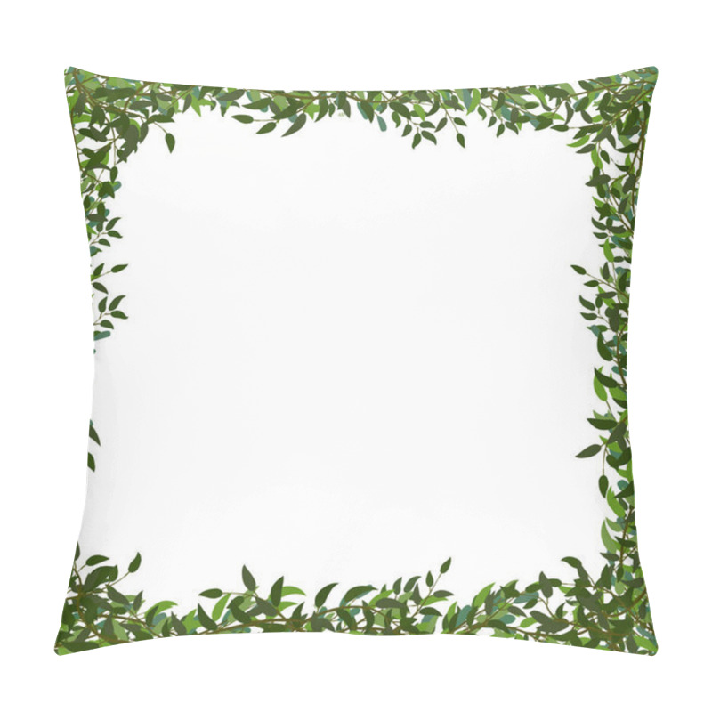 Personality  Square frame of branches with leaves on white background pillow covers