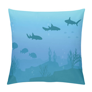 Personality  Silhouette Of Fish Underwater Beauty Landscape Pillow Covers