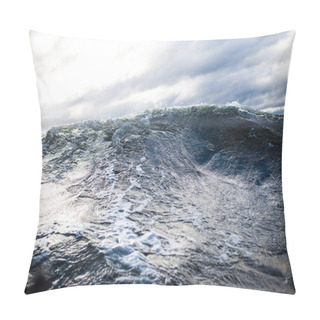 Personality  Winter Sailing. Cold Blue Sea At Sunset. Waves And Clouds, Norway Pillow Covers