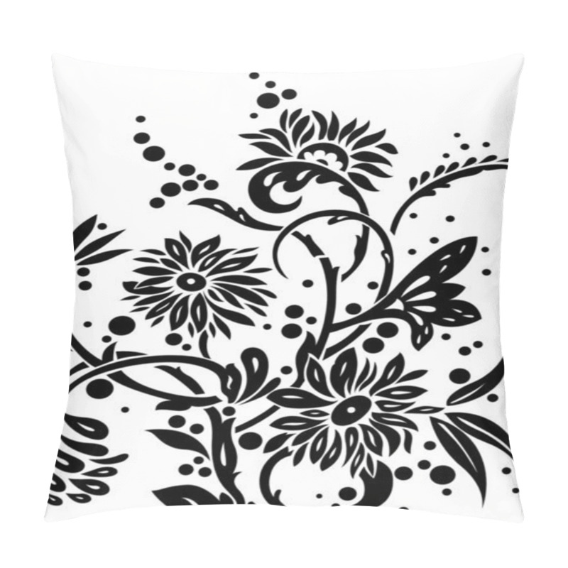 Personality  Black and white hand painted graphic flowers pillow covers