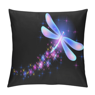 Personality  Flying Dragonfly With Sparkle And Blazing Trail And Glowing Stars Pillow Covers
