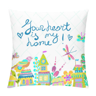 Personality  Home Sweet Home Illustration Pillow Covers