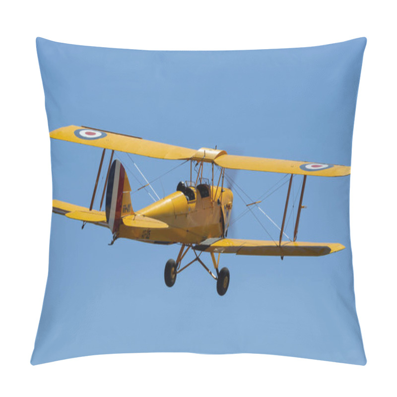 Personality  Tyabb, Australia - March 9, 2014: De Havilland DH-82A Tigermoth vintage biplane VH-AYI. pillow covers