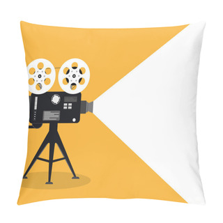 Personality  Movie Time Concept. Template For Cinema Poster, Banner. Illustration Of Film Projector Pillow Covers