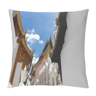 Personality  Beautiful Thai Temple In Front Of Clear Blue Sky Pillow Covers