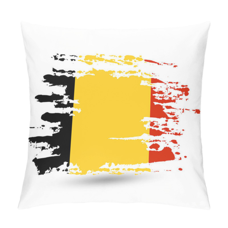 Personality  Grunge brush stroke with Belgium national flag. Brush stroke background with Grunge styled flag of Belgium. Watercolor painting flag, poster, banner of the national flag. Style watercolor drawing. Vector isolated on white background. pillow covers