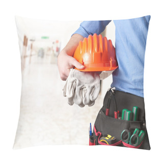 Personality  Worker In Uniform Holding Tools Pillow Covers