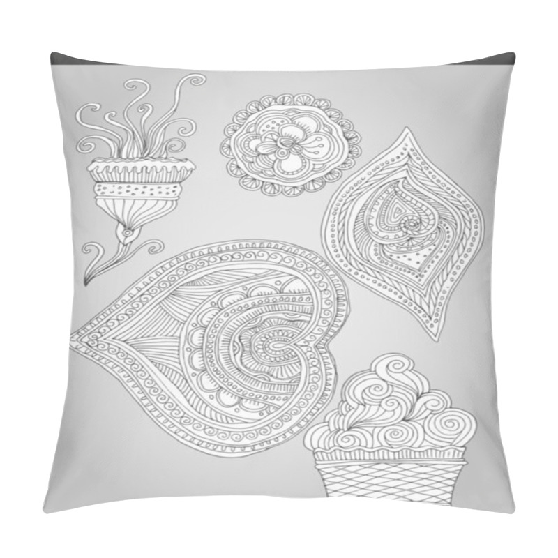 Personality  Fantastic flowers in folk style. Vector illustration pillow covers