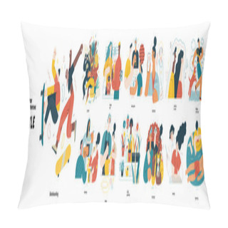Personality  Lifestyle Series Set - Modern Flat Vector Illustrations Of People Living Their Lives And Engaging In A Hobby. People Society Activities Methapors And Hobbies Concept Pillow Covers