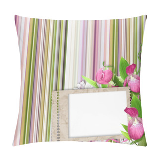 Personality  Paper Frame On Striped Background In Pink, Green And White Pillow Covers