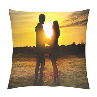 Personality  Shadow Image Of Couples Holding Hands With The Morning Light Wit Pillow Covers