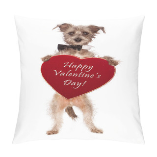 Personality  Terrier Dog Holding Valentines Day Heart Pillow Covers