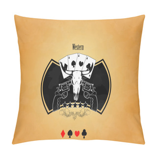 Personality  Crest With Bull Skull Pillow Covers