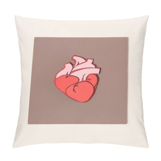Personality  View From Above Of Anatomical Human Heart On Brown With Beige   Pillow Covers