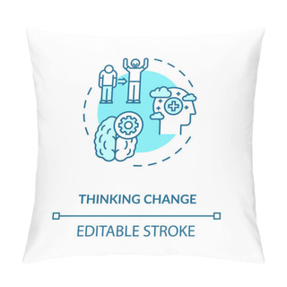 Personality  Thinking Change Concept Icon. Personal Improvement, Emotional Growth Idea Thin Line Illustration. Positivity, Cognitive Behavioral Therapy. Vector Isolated Outline RGB Color Drawing. Editable Stroke Pillow Covers