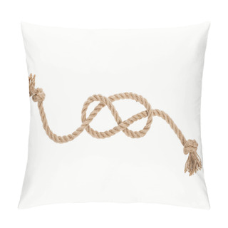 Personality  Brown Jute Nautical Rope With Sailor Knot Isolated On White  Pillow Covers