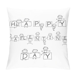 Personality  Hand Drawing Cartoon Happy Words Illustration Pillow Covers