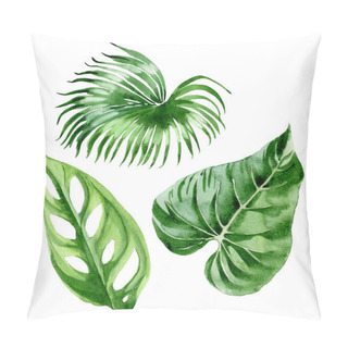 Personality  Exotic Tropical Hawaiian Palm Tree Leaves Isolated On White. Watercolor Background Illustration Set.  Pillow Covers