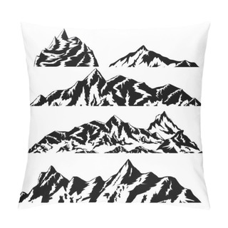 Personality  Hand Drawn Mountains Silhouettes For High Mountain Icon, Vector Illustration  Pillow Covers