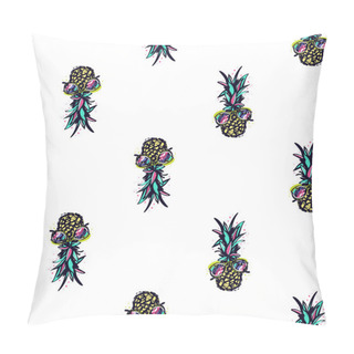 Personality  Pattern With Colored Pineapples In Sunglasses.  Pillow Covers