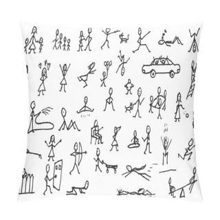 Personality Set Of Stick Figures In Motions Pillow Covers