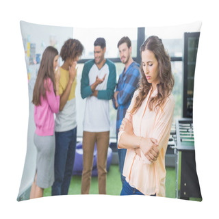 Personality  Colleagues Bullying A Sad Female Executive Pillow Covers
